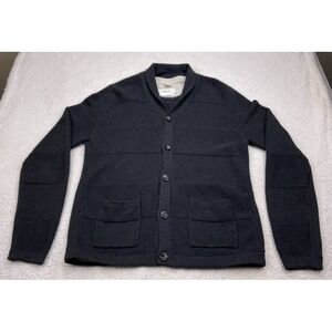 Carbon 2 Cobalt Cardigan‎ Sweater Mens M Black CASHMERE Knit Button Shawl Collar